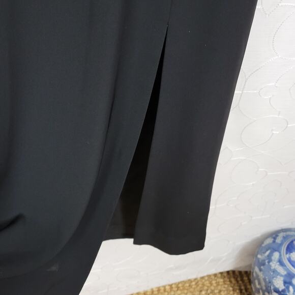 Jones New York Structured Wrap Dress 4 Black‎ Tie Belt Maxi Cocktail Party LBD - Picture 8 of 14